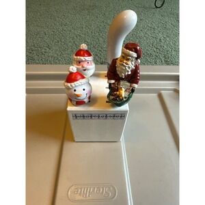 Christmas Knife Block Set Santa Snowman Spreaders Festive Holiday Kitchen Decor